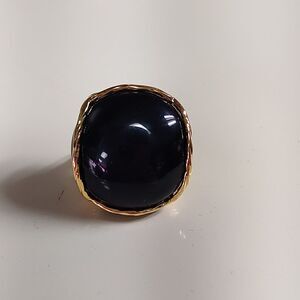 Seta Gold Black Onyx Cabochon Pillow Ring